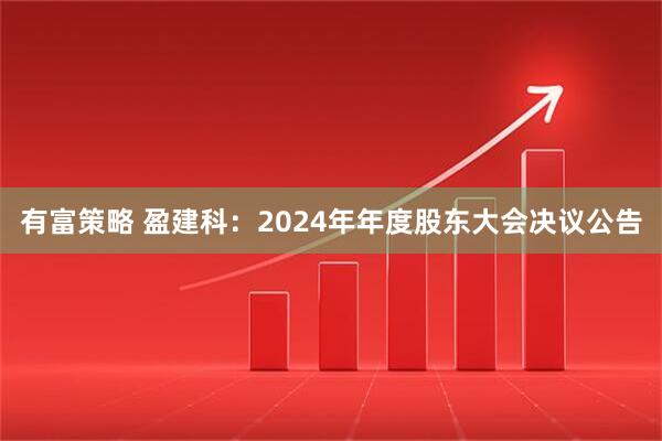 有富策略 盈建科：2024年年度股东大会决议公告